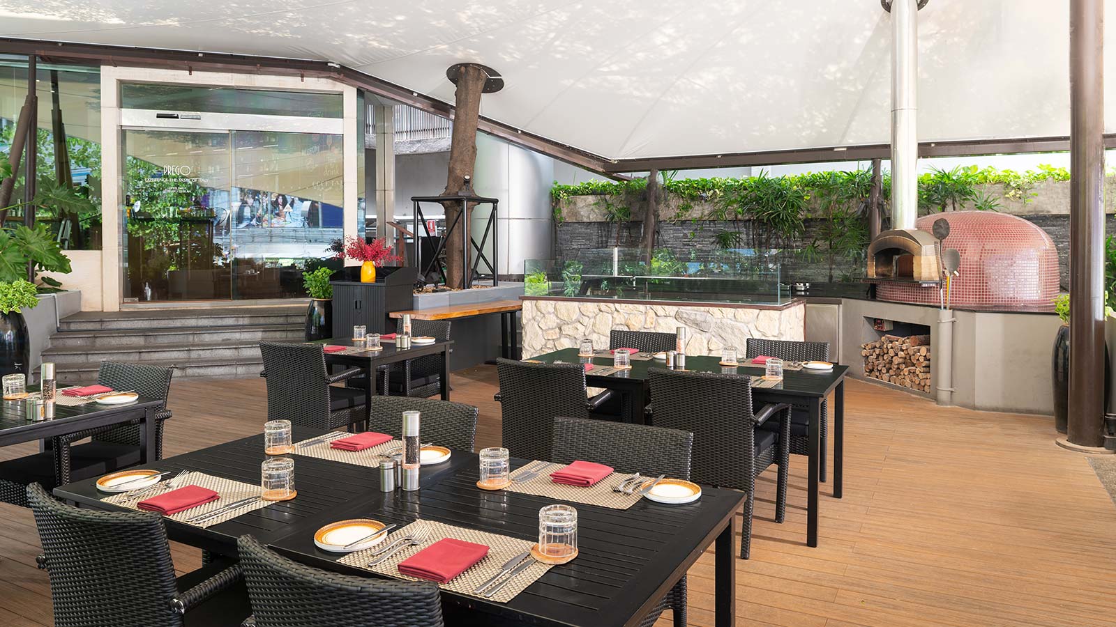 Outdoor seating area at Prego Bangkok